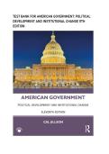 Test bank for American Government&colon; Political Development and Institutional Change 11th Edition all pages fully coverd with questions and answers graded A&plus;