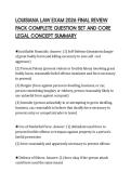 LOUISIANA LAW EXAM 2026 FINAL REVIEW &NewLine;PACK COMPLETE QUESTION SET AND CORE &NewLine;LEGAL CONCEPT SUMMARY 