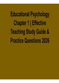Educational Psychology Chapter 1 Effective Teaching Study Guide and Practice Questions Key Concepts Exam Preparation 2025&sol; 2026