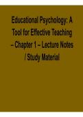 Educational Psychology A Tool for Effective Teaching Chapter 1 Lecture Notes Study Material Key Concepts Exam Preparation 2025&sol; 2026