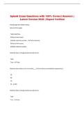 Splunk   Exam &vert; Questions with 100&percnt; Correct Answers &vert; Latest Version 2026 &vert; Expert Verified 