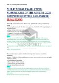 NUR 417 FINAL EXAM LATEST&NewLine;NURSING CARE OF THE ADULT II  2026 &NewLine;COMPLETE QUESTION AND ANSWER &NewLine;&lpar;REAL EXAM&rpar;