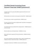 Certified Dental Assisting Exam General Chairside DANB Questions & Answers