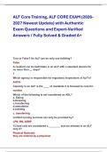 ALF Core Training&comma; ALF CORE EXAM &lpar;2026&NewLine;2027 Newest Update&rpar; with Authentic &NewLine;Exam Questions and Expert-Verified &NewLine;Answers &sol; Fully Solved & Graded A&plus;