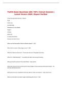 TLETA  Exam &vert; Questions with 100&percnt; Correct Answers &vert; Latest Version 2026 &vert; Expert Verified 