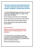 CERTIFIED CONSTRUCTION MANAGER EXAM &vert;&NewLine;ULTIMATE QUESTION BANK WITH VERIFIED&NewLine;CORRECT ANSWERS &vert; GUARANTEED SUCCESS