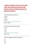 ORGANIC CHEMISTRY &lpar;CHEM 101&ndash;219&rpar; EXAM &NewLine;LATEST 2026 UPDATE 100 QUESTIONS AND &NewLine;DETAILED VERIFIED ANSWERS FROM ACTUAL &NewLine;EXAMS TEST GRADE A&plus; 