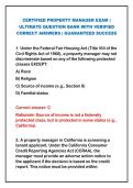 CERTIFIED PROPERTY MANAGER EXAM &vert;&NewLine;ULTIMATE QUESTION BANK WITH VERIFIED&NewLine;CORRECT ANSWERS &vert; GUARANTEED SUCCESS