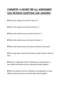CHEMISTRY A HIGHER TIER ALL ASSESSMENT&NewLine;2026 REVISION QUESTIONS AND ANSWERS&NewLine;