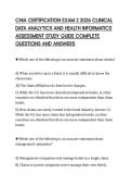 CHIA CERTIFICATION EXAM 2 2026 CLINICAL&NewLine;DATA ANALYTICS AND HEALTH INFORMATICS&NewLine;ASSESSMENT STUDY GUIDE COMPLETE&NewLine;QUESTIONS AND ANSWERS&NewLine;