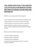 CHIA CERTIFICATION EXAM 2 2026 QUESTION&NewLine;COLLECTION HEALTH INFORMATION SYSTEMS&NewLine;AND ANALYTICS MODULE SOLVED ITEMS AND&NewLine;RESPONSE KEY