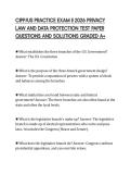 CIPP&sol;US PRACTICE EXAM II 2026 PRIVACY&NewLine;LAW AND DATA PROTECTION TEST PAPER&NewLine;QUESTIONS AND SOLUTIONS GRADED A&plus;