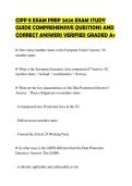 CIPP E EXAM PREP 2026 EXAM STUDY&NewLine;GUIDE COMPREHENSIVE QUESTIONS AND&NewLine;CORRECT ANSWERS VERIFIED GRADED A&plus;