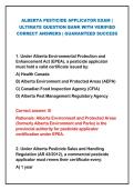 2026 ALBERTA PESTICIDE APPLICATOR EXAM &vert;&NewLine;ULTIMATE QUESTION BANK WITH VERIFIED&NewLine;CORRECT ANSWERS &vert; GUARANTEED SUCCESS