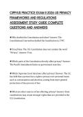 CIPP&sol;US PRACTICE EXAM II 2026 US PRIVACY&NewLine;FRAMEWORKS AND REGULATIONS&NewLine;ASSESSMENT STUDY GUIDE COMPLETE&NewLine;QUESTIONS AND ANSWERS&NewLine;
