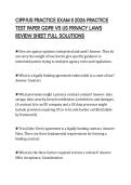 CIPP&sol;US PRACTICE EXAM II 2026 PRACTICE&NewLine;TEST PAPER GDPR VS US PRIVACY LAWS&NewLine;REVIEW SHEET FULL SOLUTIONS