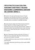 CIPP&sol;US PRACTICE EXAM II 2026 FINAL&NewLine;ASSESSMENT PAPER PRIVACY PROGRAM&NewLine;MANAGEMENT COMPREHENSIVE QUESTIONS&NewLine;AND ANSWERS VERIFIED A&plus;&NewLine;
