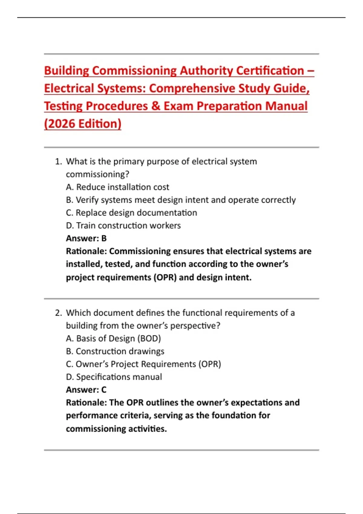 Building Commissioning Authority Certification – Electrical Systems ...
