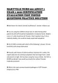 MARYVILLE NURS 620 ADULT 1 &NewLine;EXAM 1 2026 CERTIFICATION &NewLine;EVALUATION TEST TESTED &NewLine;QUESTIONS PRACTICE SOLUTION 