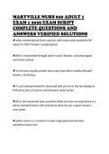 MARYVILLE NURS 620 ADULT 1 &NewLine;EXAM 1 2026 EXAM SCRIPT &NewLine;COMPLETE QUESTIONS AND &NewLine;ANSWERS VERIFIED SOLUTIONS