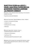 MARYVILLE NURS 620 ADULT 1 &NewLine;EXAM 1 2026 FINAL PAPER SOLVED &NewLine;QUESTIONS VERIFIED ANSWERS &NewLine;100 PERCENT CORRECT
