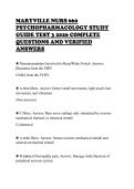 MARYVILLE NURS 660 &NewLine;PSYCHOPHARMACOLOGY STUDY &NewLine;GUIDE TEST 3 2026 COMPLETE &NewLine;QUESTIONS AND VERIFIED &NewLine;ANSWERS
