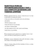 MARYVILLE NURS 660 &NewLine;PSYCHOPHARMACOLOGY TEST 3 &NewLine;2026 COMPLETE QUESTIONS AND &NewLine;VERIFIED ANSWERS