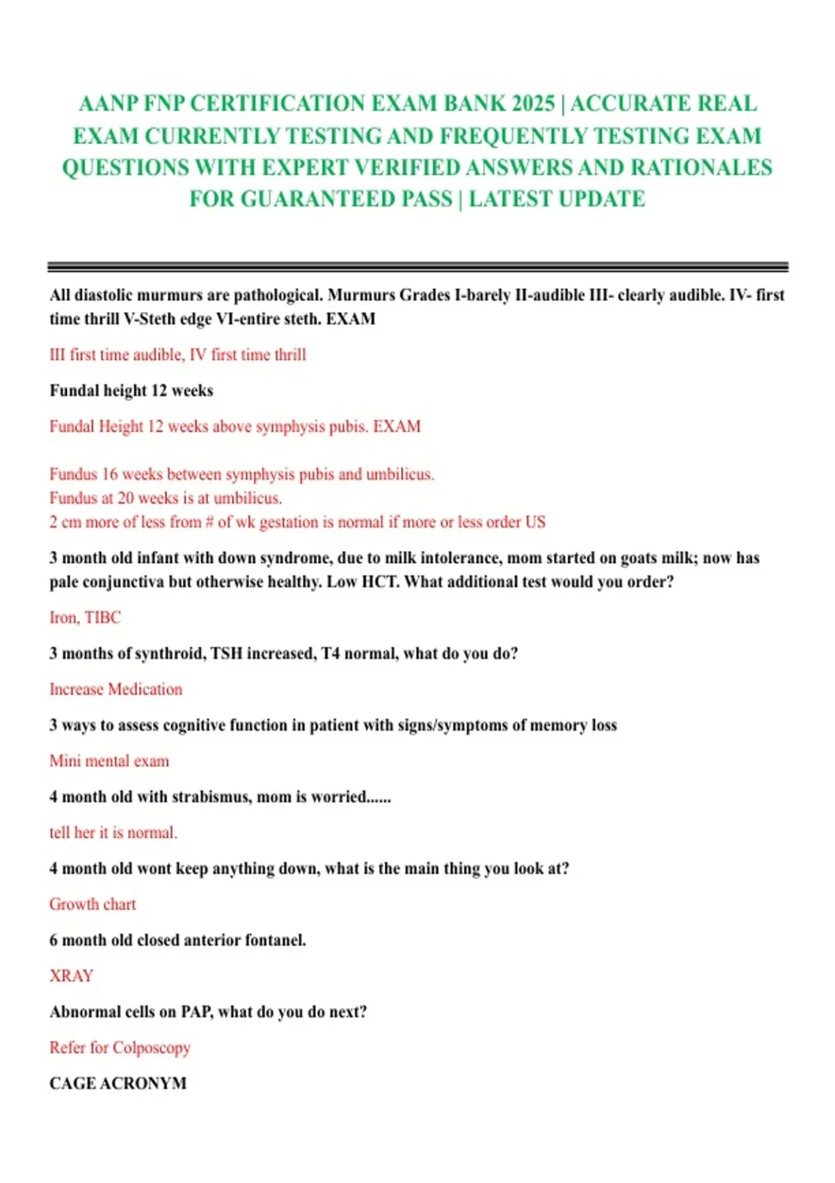 AANP FNP Certification Exam Practice Questions & Answers (2025/2026 ...
