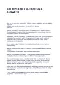 BIO 182 EXAM 4 QUESTIONS & ANSWERS