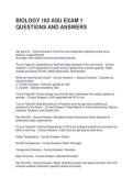BIOLOGY 182 ASU EXAM 1 QUESTIONS AND ANSWERS
