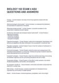 BIOLOGY 182 EXAM 4 ASU QUESTIONS AND ANSWERS