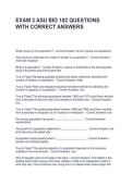 EXAM 3 ASU BIO 182 QUESTIONS WITH CORRECT ANSWERS