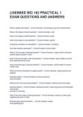 LISENBEE BIO 182 PRACTICAL 1 EXAM QUESTIONS AND ANSWERS