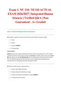 Exam 1&colon; NU 110 &sol; NU110 ACTUAL EXAM 2026&sol;2027 &vert; Integrated Human Sciences &vert; Verified Q&A &vert; Pass Guaranteed - A&plus; Graded