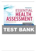 TEST BANK FOR Essential Health Assessment Second Edition by Janice Thompson ISBN&colon; 978-1719642323 COMPLETE GUIDE ALL CHAPTERS COVERED 100&percnt; VERIFIED A&plus; GRADE ASSURED&excl;&excl;&excl;&excl;NEW LATEST UPDATE&excl;&excl;&excl;&excl;GUARANTEED PASS&excl;&excl;&excl;&excl;