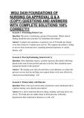  WGU D439 FOUNDATIONS OF NURSING OA APPROVAL Q & A &lpar;COPY&rpar; QUESTIONS AND ANSWERS WITH COMPLETE SOLUTIONS 100&percnt; CORRECT&excl;&excl;&excl;