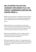 MBA 620 MIDTERM EXAM 2026 FINAL &NewLine;ASSESSMENT PAPER BUSINESS POLICY AND &NewLine;STRATEGY COMPREHENSIVE QUESTIONS AND &NewLine;ANSWERS VERIFIED A&plus;