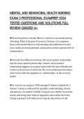 MENTAL AND BEHAVIORAL HEALTH NURSING &NewLine;EXAM 3 PROFESSIONAL EXAMPREP 2026 &NewLine;TESTED QUESTIONS AND SOLUTIONS FULL &NewLine;REVIEW GRADED A&plus; 