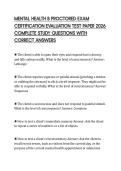 MENTAL HEALTH B PROCTORED EXAM &NewLine;CERTIFICATION EVALUATION TEST PAPER 2026 &NewLine;COMPLETE STUDY QUESTIONS WITH &NewLine;CORRECT ANSWERS