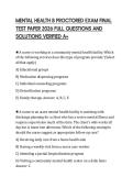 MENTAL HEALTH B PROCTORED EXAM FINAL &NewLine;TEST PAPER 2026 FULL QUESTIONS AND &NewLine;SOLUTIONS VERIFIED A&plus;
