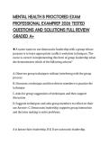 MENTAL HEALTH B PROCTORED EXAM &NewLine;PROFESSIONAL EXAMPREP 2026 TESTED &NewLine;QUESTIONS AND SOLUTIONS FULL REVIEW &NewLine;GRADED A&plus; 