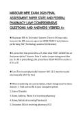 MISSOURI MPJE EXAM 2026 FINAL &NewLine;ASSESSMENT PAPER STATE AND FEDERAL &NewLine;PHARMACY LAW COMPREHENSIVE &NewLine;QUESTIONS AND ANSWERS VERIFIED A&plus; 