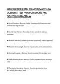 MISSOURI MPJE EXAM 2026 PHARMACY LAW &NewLine;LICENSING TEST PAPER QUESTIONS AND &NewLine;SOLUTIONS GRADED A&plus;
