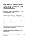 CLEP CHEMISTRY EXAM 2 2026 GENERAL&NewLine;CHEMISTRY TEST PAPER QUESTIONS AND&NewLine;SOLUTIONS GRADED A&plus;&NewLine;