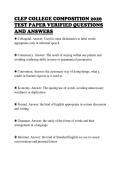 CLEP COLLEGE COMPOSITION 2026&NewLine;TEST PAPER VERIFIED QUESTIONS&NewLine;AND ANSWERS