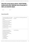 Ohio PTA Jurisprudence EXAM&comma; MOST TESTED QUESTIONS AND VERIFIED SOLUTIONS&sol;GET IT 100&percnt; ACCURATE&excl;&excl; 2026&excl;&excl;&NewLine;&NewLine;