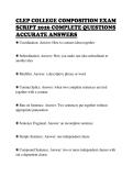 CLEP COLLEGE COMPOSITION EXAM&NewLine;SCRIPT 2026 COMPLETE QUESTIONS&NewLine;ACCURATE ANSWERS&NewLine;