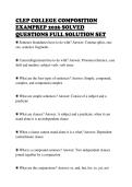 CLEP COLLEGE COMPOSITION&NewLine;EXAMPREP 2026 SOLVED&NewLine;QUESTIONS FULL SOLUTION SET&NewLine;