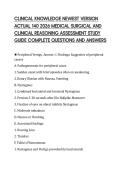 CLINICAL KNOWLEDGE NEWEST VERSION&NewLine;ACTUAL 140 2026 MEDICAL SURGICAL AND&NewLine;CLINICAL REASONING ASSESSMENT STUDY&NewLine;GUIDE COMPLETE QUESTIONS AND ANSWERS&NewLine;