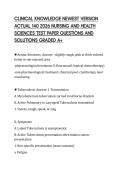 CLINICAL KNOWLEDGE NEWEST VERSION&NewLine;ACTUAL 140 2026 NURSING AND HEALTH&NewLine;SCIENCES TEST PAPER QUESTIONS AND&NewLine;SOLUTIONS GRADED A&plus;